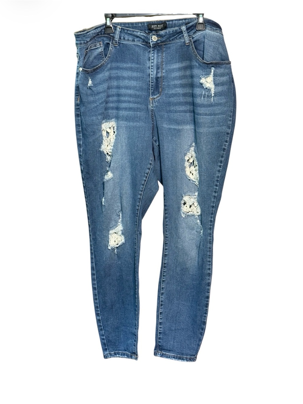 Judy Blue Skinny Fit Distressed Lace Patch Jeans Plus Size 22W - Picture 2 of 4